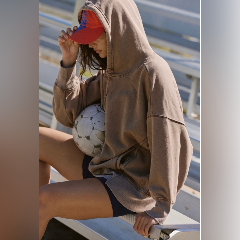 Free People🌰Sprint To The Finish Hoodie Hickory New with Tags💎XS